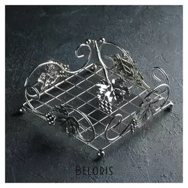 Подставка для салфеток декоративная «Виноград», 19×7 см, цвет серебро