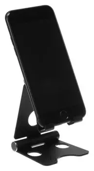 Подставка для телефона, регулятор наклона, разъем для провода, металл, черная