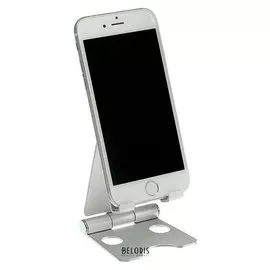 Подставка для телефона, регулятор наклона, разъем для провода, металл, серая