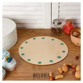 Подставка для торта круглая "Снежинки, цветная", 26 см