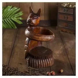 Подставка под бутылку дерево "Кошка" 12х10х25 см