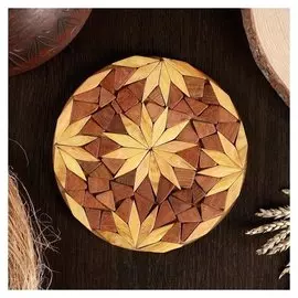 Подставка под горячее «Желтые листья на темных камняхх», 20 см, можжевельник