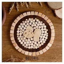 Подставка под горячее «Золотая рыбка», D=20 см, разные породы деревьев