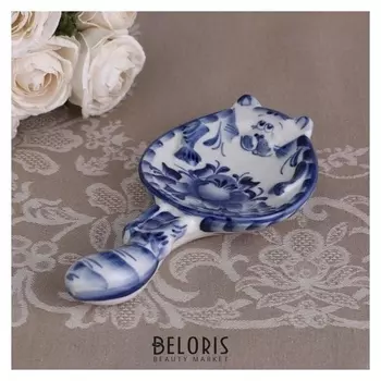 Подставка под ложку «Кот», гжель