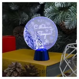 Подставка с динамикой "Елки" (Батарейки в комплекте), 11,5 см, 2 Led, белый
