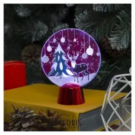 Подставка с динамикой "Олень" (Батарейки в комплекте), 11,5 см, 2 Led, белый