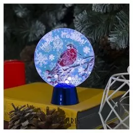 Подставка с динамикой "Снегирь" (Батарейки в комплекте), 11,5 см, 2 Led, белый