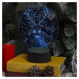 Подставка световая "Олень с красавицей", 10 Led, Usb, 3*aа (Не в компл), RGB