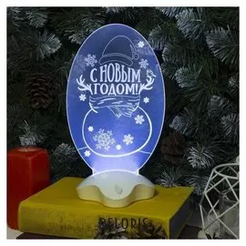 Подставка световая "Снеговик", 24х11 см, 7 Led, Smd3528, 3хааа (Не в компл.), белый