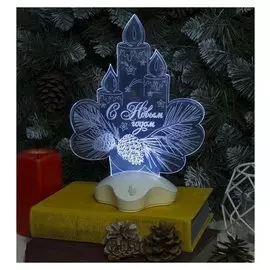 Подставка световая "Свечки", 24х17.5 см, 7 Led, Smd3528, 3хааа (Не в компл.), белый