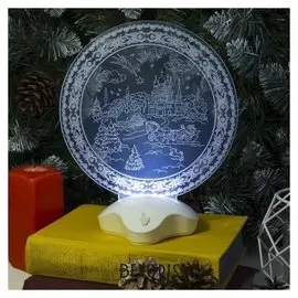 Подставка световая "Зимний пейзаж", 22.5х19 см, 7 Led, Smd3528, 3хааа (Не в компл.), белый