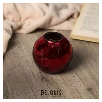 Подсвечник 1 свеча "Красный шар Кракелюр" 8,5х9,5х9,5 см