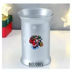 Подсвечник "Дед мороз" пантеон с декором, серебро 15х10,5 см