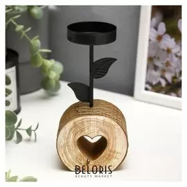 Подсвечник на 1 свечу Цветочек с сердечком 18х7,5х7 см