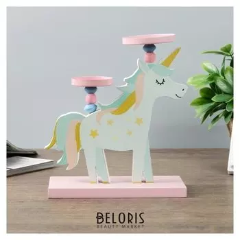 Подсвечник на 2 свечи "Спящий единорог" 20,5х17х9 см