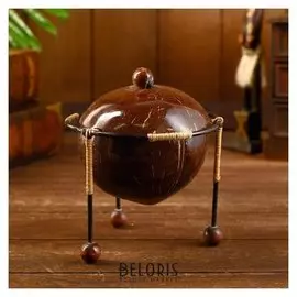 Подсвечник из кокоса "Буди" 15х15х17 см