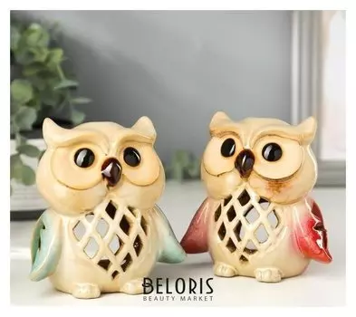 Подсвечник "Филины с сеткой" набор 2 шт. 11х11х7,5 см