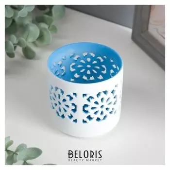 Подсвечник керамика на 1 свечу "Цветы ажур" 7х7х7 см