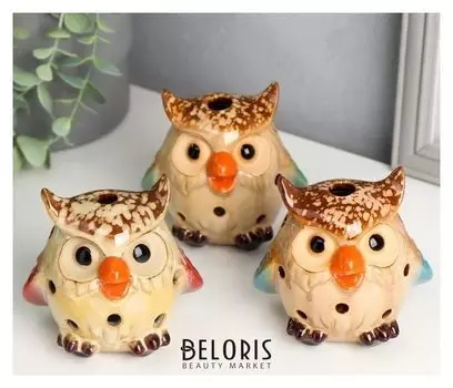 Подсвечник "Совёнок" набор 3 шт. 10х10х8 см