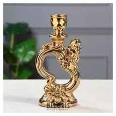 Подсвечник "Лира", с ангелом, булат, 22 см