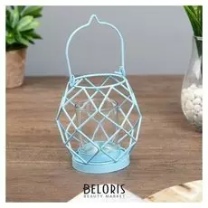 Подсвечник металл 1 свеча "Лофт" голубой 12х11х11 см