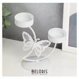 Подсвечник на 2 свечи Ажурная бабочка 12,5х11,5х6,5 см