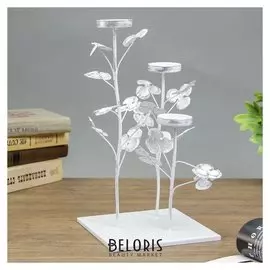 Подсвечник 3 свечи "Цветы" 35,5х17х17 см