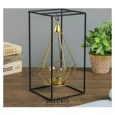 Подсвечник металл на 1 свечу "Пирамида в прямоугольнике" 26х13х13 см