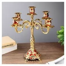 Подсвечник на 5 свечей Розы на зеленом 32х30х30 см