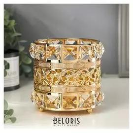 Подсвечник на 1 свечу "Кристаллы и цветы" 12,2х11,5х11,5 см