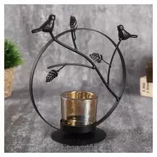 Подсвечник на 1 свечу "Птицы на ветвях" 21х21х9,5 см