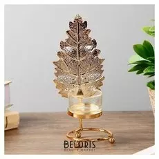 Подсвечник на 1 свечу "Золотой лист" 18,5х7,5х7 см