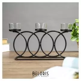 Подсвечник на 3 свечи Сплетённые кольца 16х6,5х25,5 см