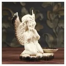 Подсвечник "Молящийся ангел", бело-серый цвет, 18 см