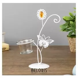 Подсвечник на 1 свечу "Бабочка и цветок" 19,5х8х15,5 см