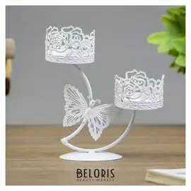 Подсвечник на 2 свечи Розарий и бабочка 14,5х13х6,5 см