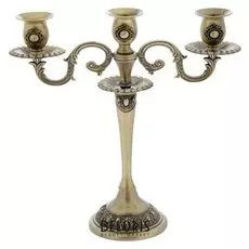 Подсвечник на 3 свечи "Медальон" бронза/серебро