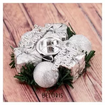 Подсвечник на одну свечу "Подарок" серебро