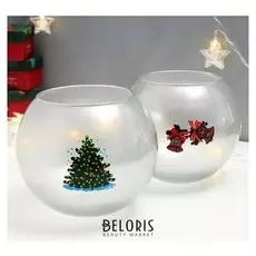 Подсвечник "Новогодние радости" 3л шар серебро 18х15 см