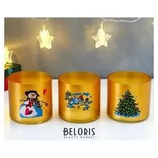 Подсвечник "Новогодние радости" золото 10х10,7 см