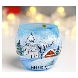 Подсвечник Новогодний пейзаж 7,5 х 8 см