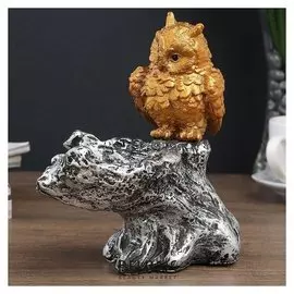 Подсвечник полистоун "Золотой филин" 16х14х18 см