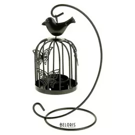 Подсвечник "Птичка на клетке", цвет черный