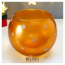 Подсвечник "Снежинок хоровод" шар, золото 16х18 см