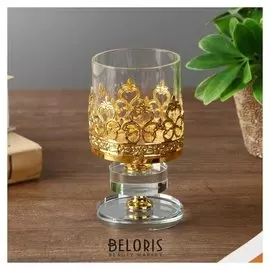 Подсвечник на 1 свечу "Цилиндр и золотой узор" 11,2х6х6 см