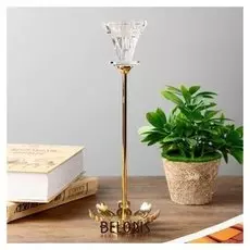 Подсвечник стекло на 1 свечу "Бутон на ножке" 23,4х9,5х9,5 см