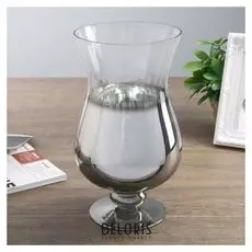 Подсвечник стекло на 1 свечу "Градиент" на ножке серебро 24,5х13,5х13,5 см