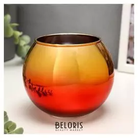 Подсвечник на 1 свечу Красно-золотой шар 10,5х10,5х10,5 см