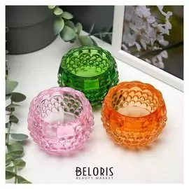 Подсвечник стекло на 1 свечу "Пузырьки" 6х7,3х7,3 см