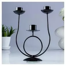 Подсвечник трио чёрный